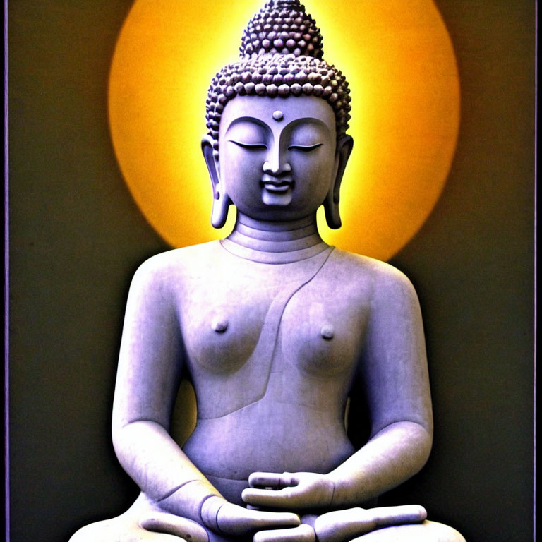 Serene Buddha Statue in Meditation Pose with Gentle Smile