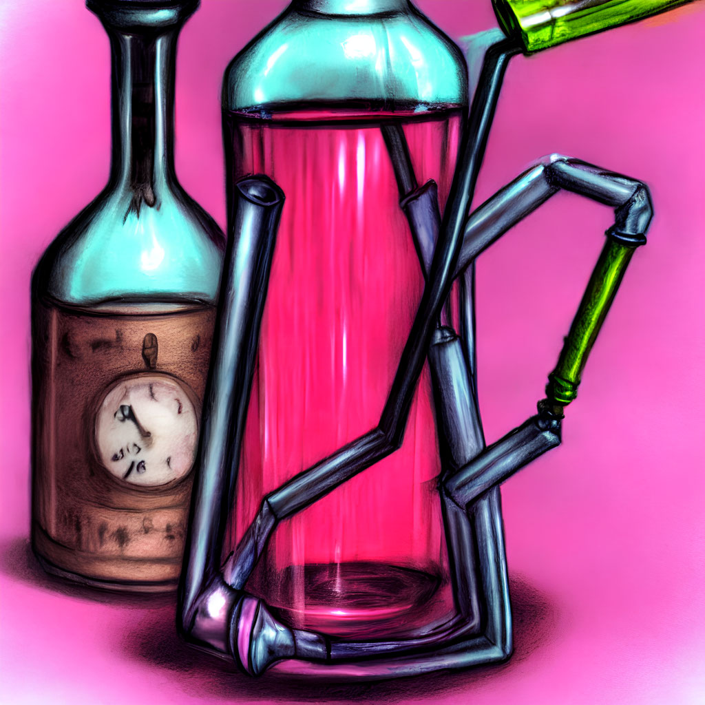 Colorful Chemistry Set Illustration on Pink Background