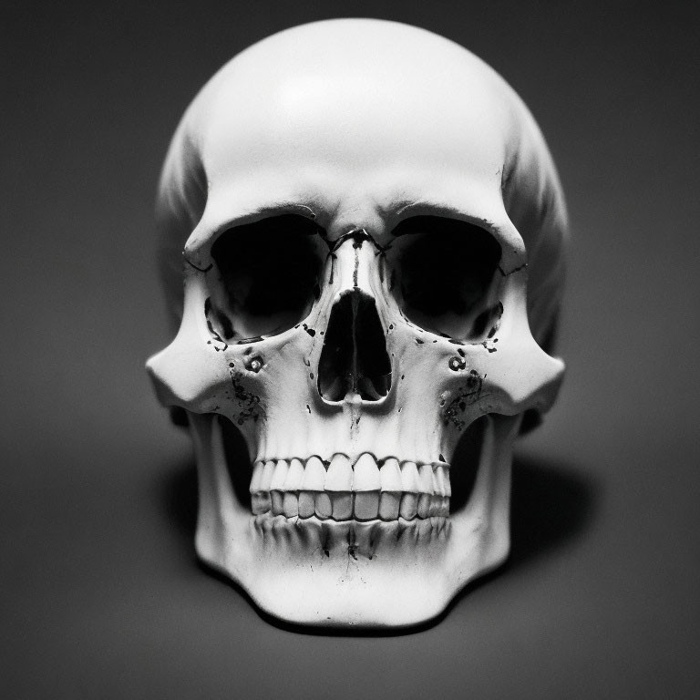 Detailed Human Skull Anatomy on Gray Background