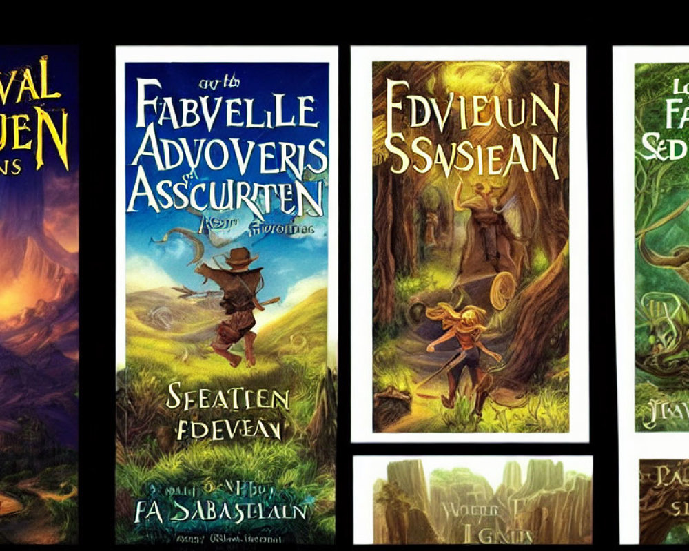 Vivid Fantasy Book Covers: Magical Landscapes & Characters with Staffs