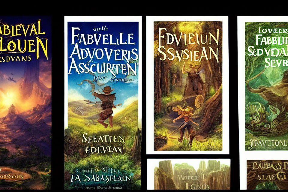 Vivid Fantasy Book Covers: Magical Landscapes & Characters with Staffs