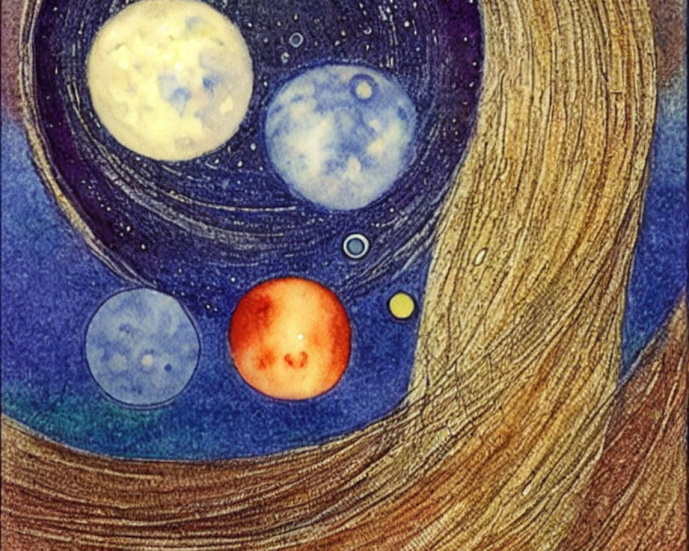 Colorful Stylized Solar System Artwork Featuring Planets and Stars