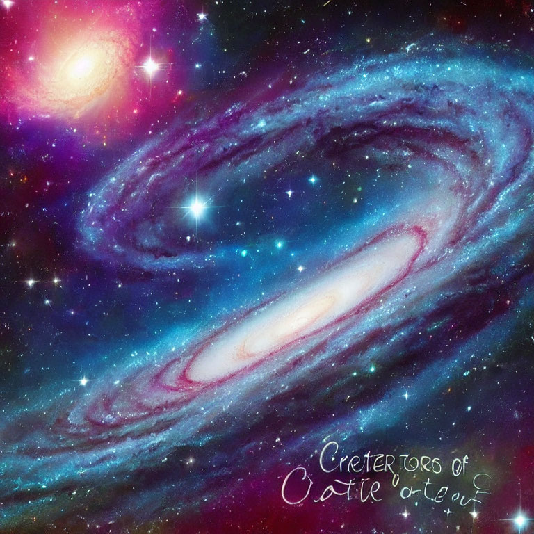 Colorful Spiral Galaxy with Swirling Arms and Radiant Stars