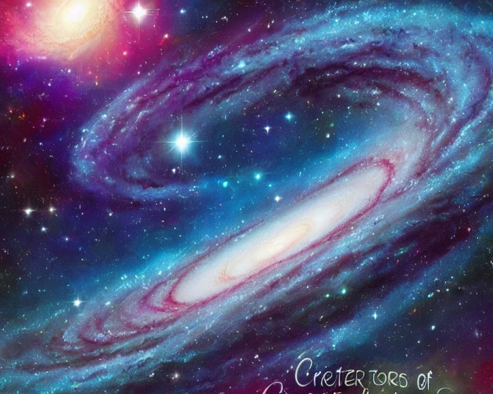 Colorful Spiral Galaxy with Swirling Arms and Radiant Stars