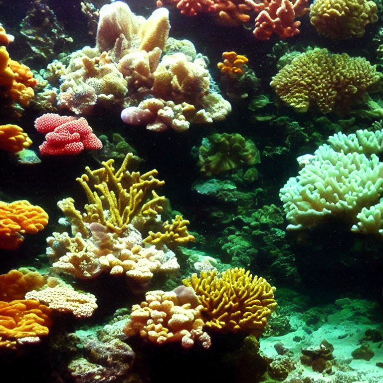 Colorful Coral Species in Vibrant Underwater Reef Ecosystem