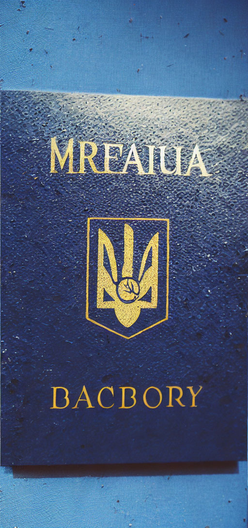 Blue textured background with gold embossed lion emblem and text "MREATUA" and "BAC