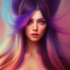 Multicolored Hair Portrait with Purple, Blue, and Pink Shades