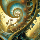 Spiral shell focal point in vibrant digital artwork