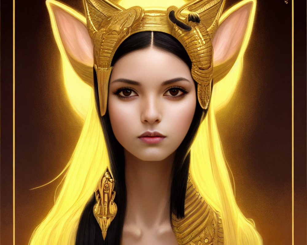 Digital Artwork: Female Character with Pointed Ears and Egyptian Headdress