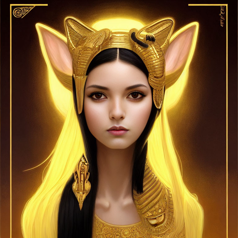 Digital Artwork: Female Character with Pointed Ears and Egyptian Headdress