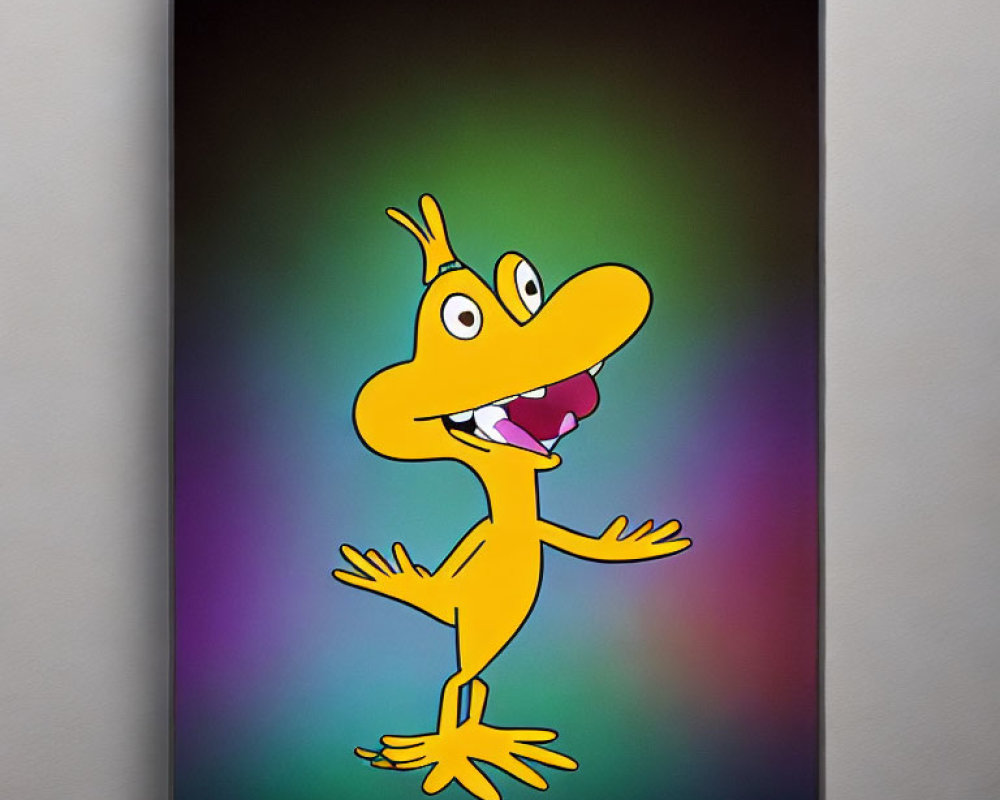 Colorful Cartoon Duck Poster on Gradient Background