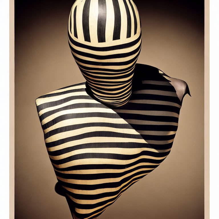 Illusion of a striped person against brown background