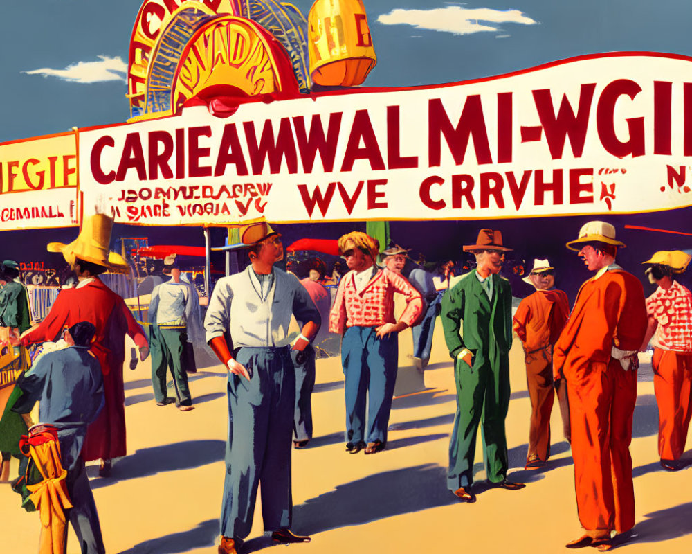 Colorful Carnival Scene with Nostalgic American Vibe