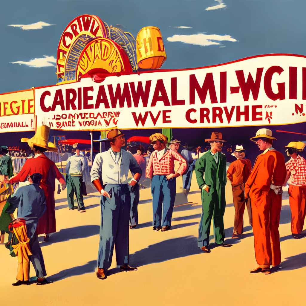 Colorful Carnival Scene with Nostalgic American Vibe