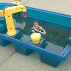 Miniature Bathtub with Man Figurine, Foam, Yellow Taps, and Toys