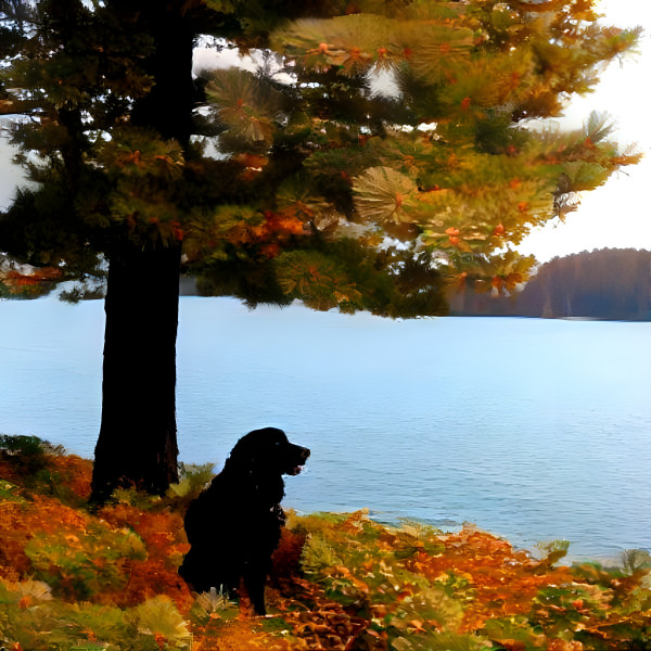 Cocker spaniel and pine