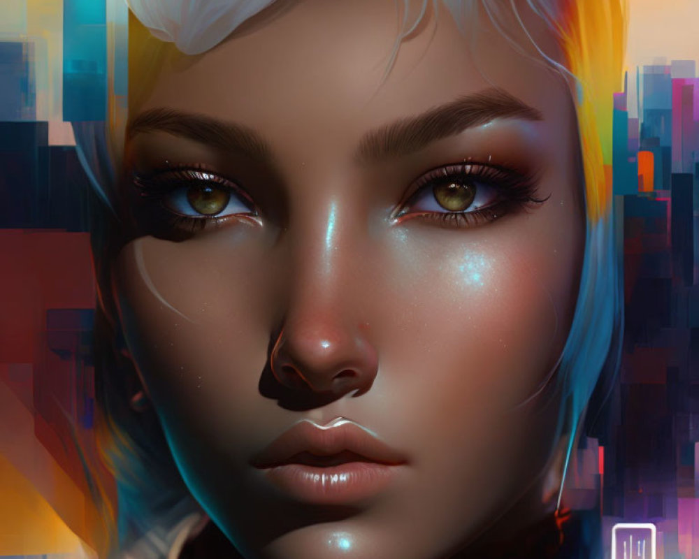 Striking eyes and ombre hair in digital portrait