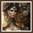 Detailed Steampunk Portrait of Woman with Mechanical Adornments