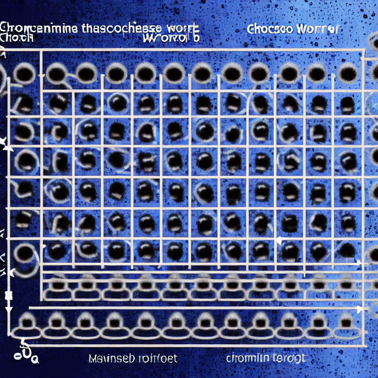 Glitched image of matrix holes with blue and yellow colors