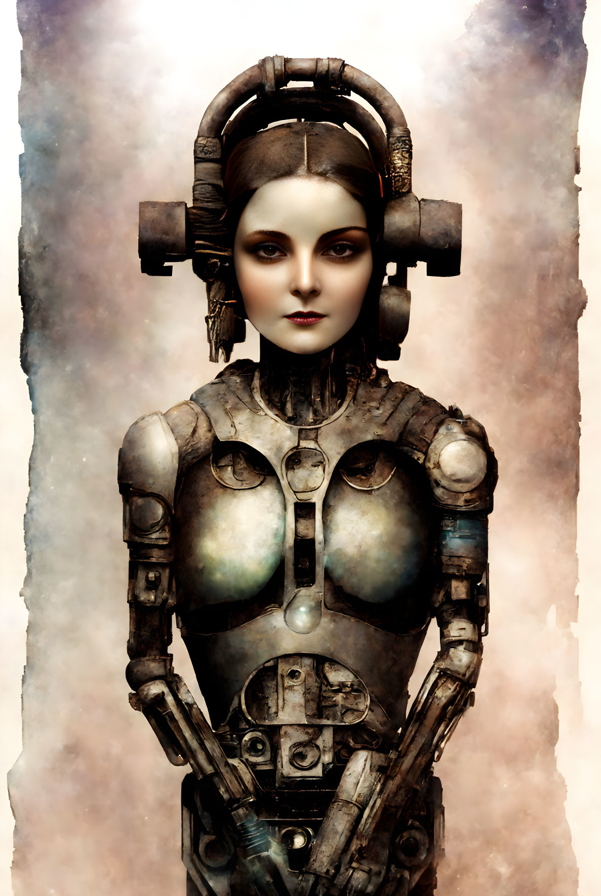 Realistic Female Android with Intricate Mechanical Details