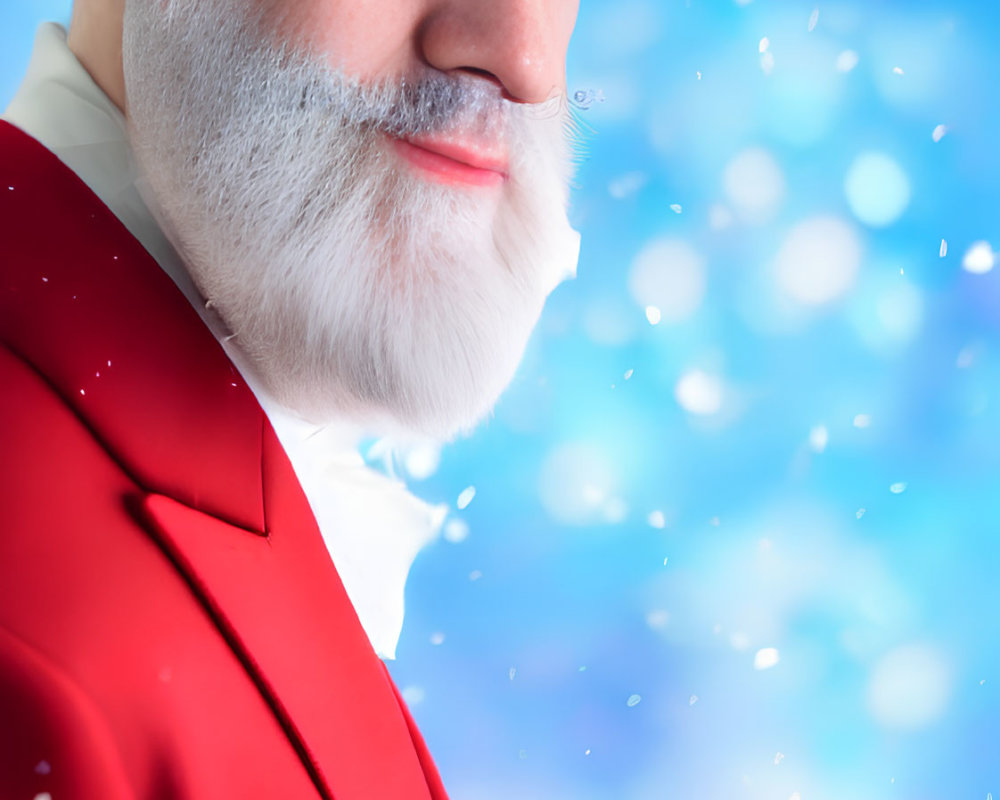 Smiling Santa Claus with white beard on blue background