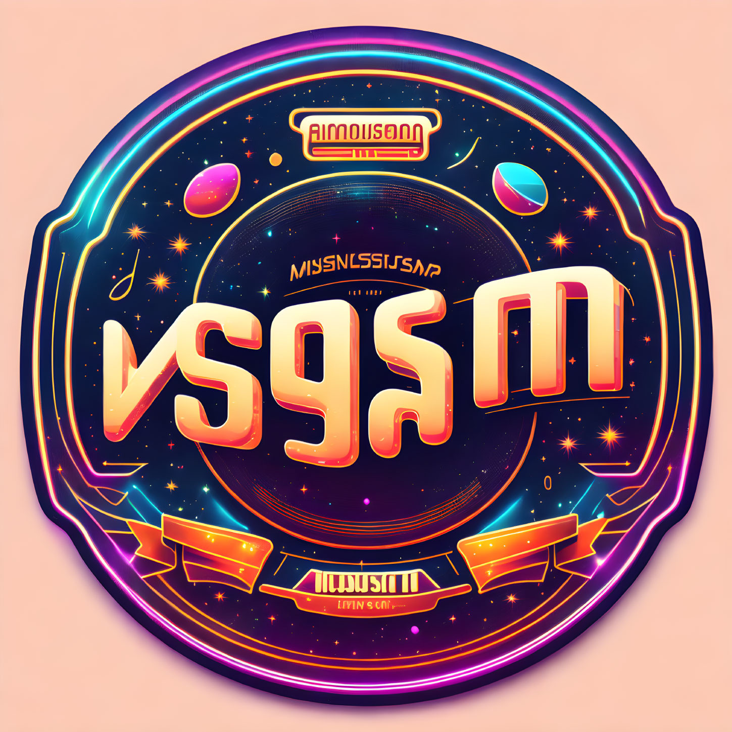 Symmetrical retro-futuristic music album cover with space-themed graphics