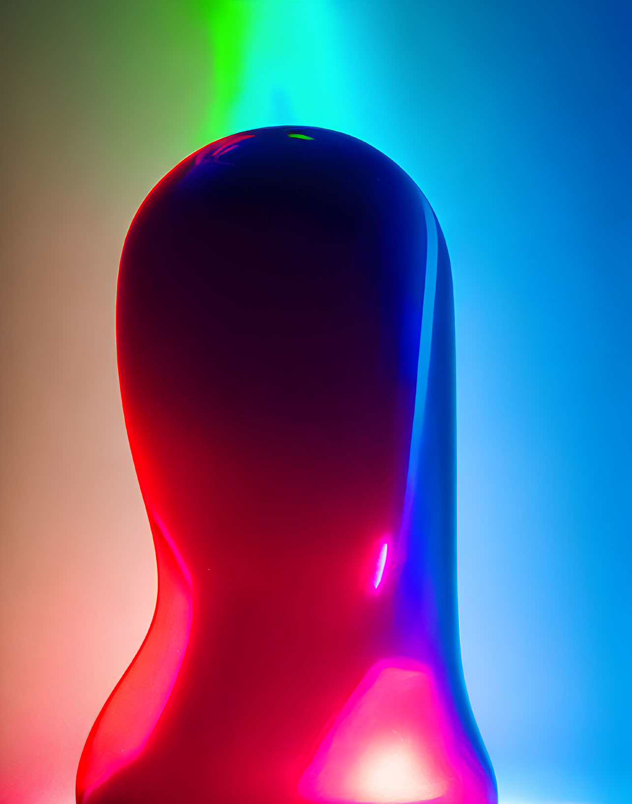 Colorful Neon-Lit Mannequin Head Silhouette