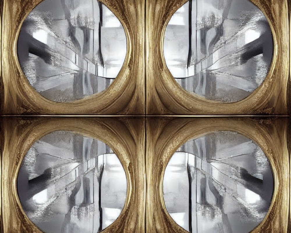 Symmetrical Circular Frames with Grayscale Abstract Reflections