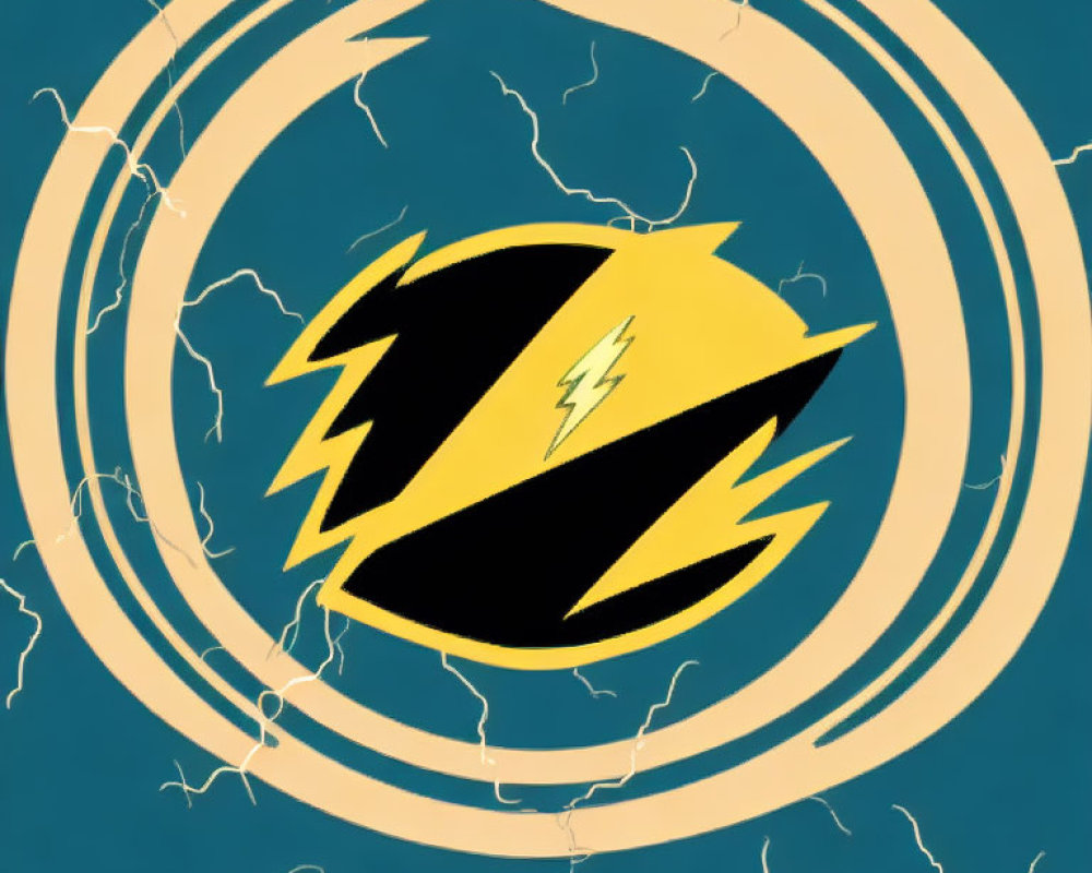 Yellow and Black Lightning Bolt Emblem on Blue and Tan Circles