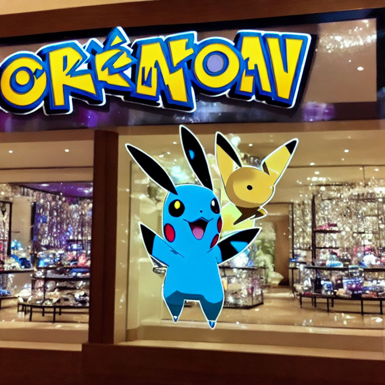 Pikachu and Pichu Decor in Pokémon Store Setting