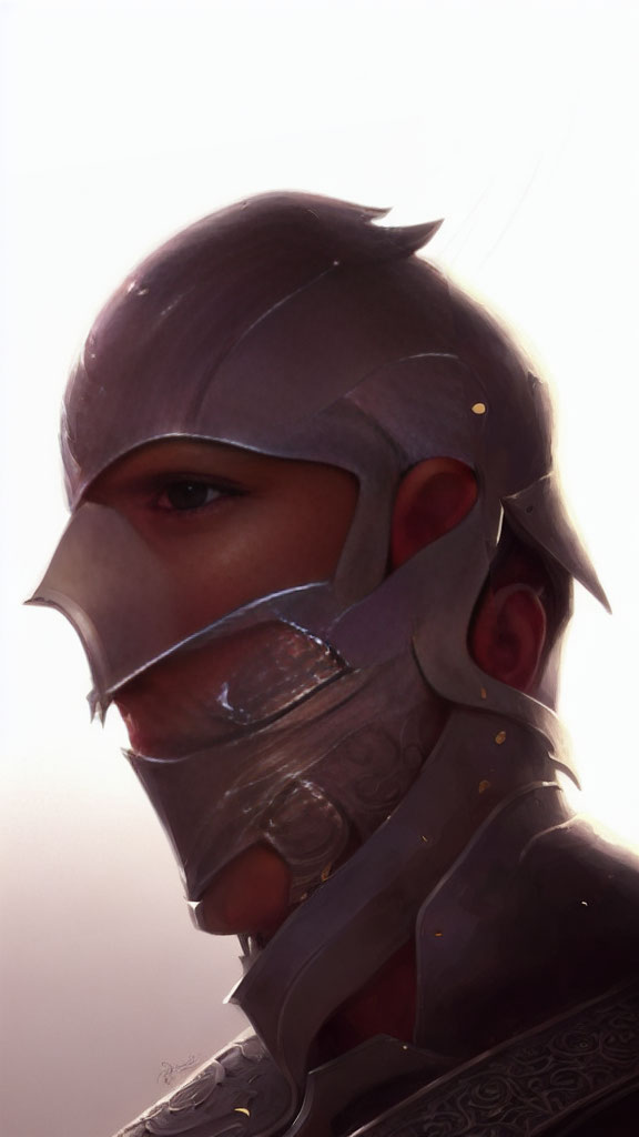 Portrait of Person in Stylized Helmet with Intricate Design Elements