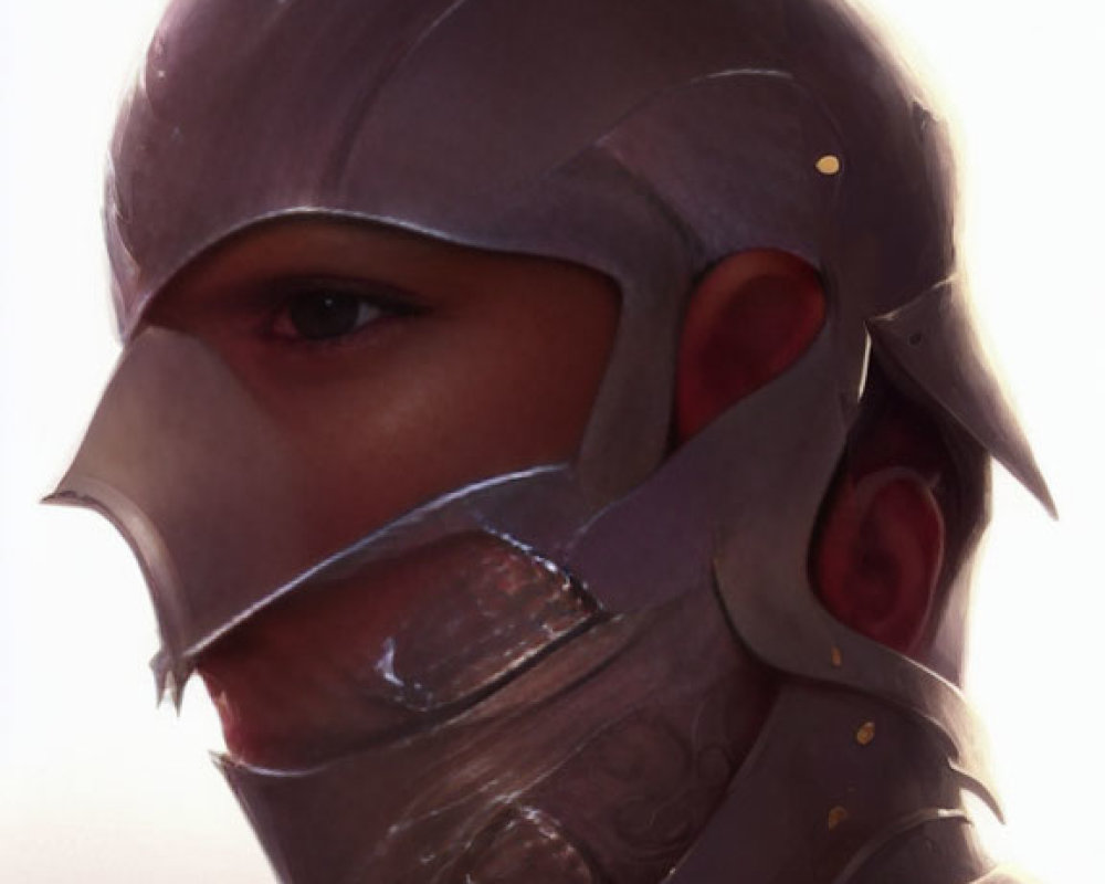 Portrait of Person in Stylized Helmet with Intricate Design Elements