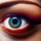 Close-Up Eye with Colorful Artistic Makeup: Glitter, Sequins, Saturated Hues