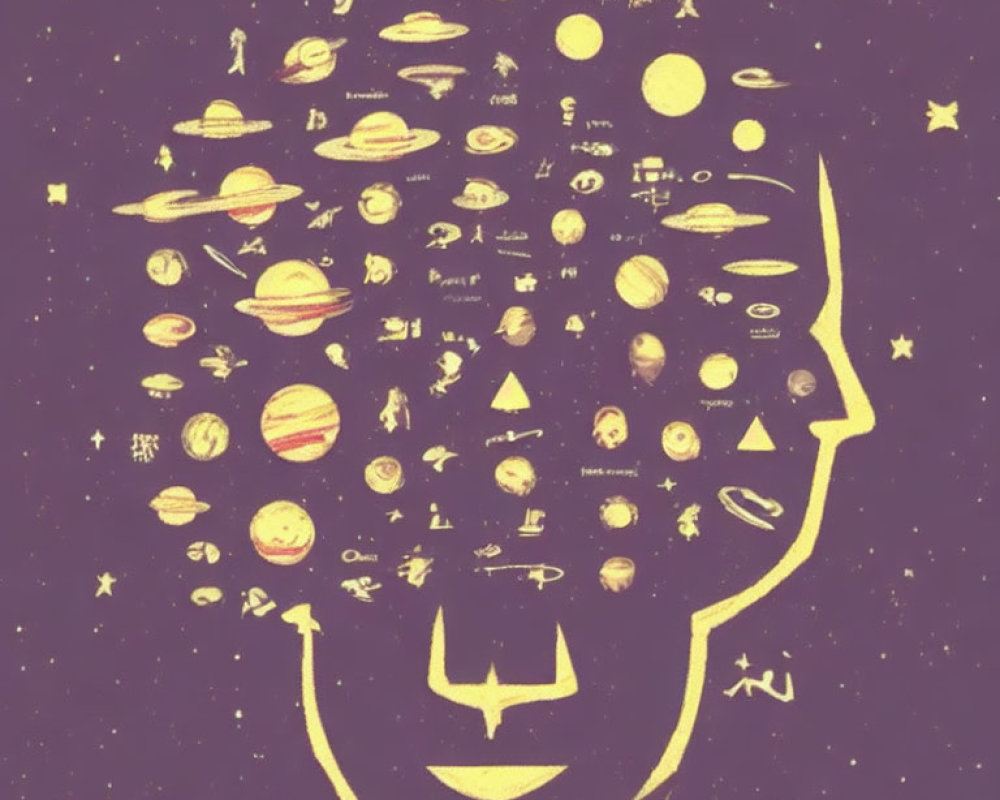 Silhouette Profile with Cosmic Space Elements