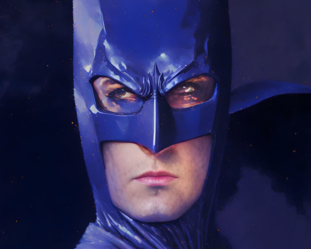 Detailed Batman Cosplay with Pointed Ears and Stern Expression