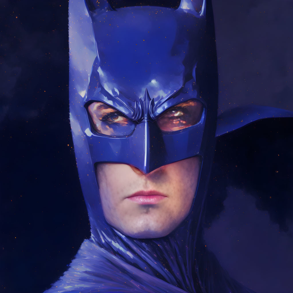 Detailed Batman Cosplay with Pointed Ears and Stern Expression