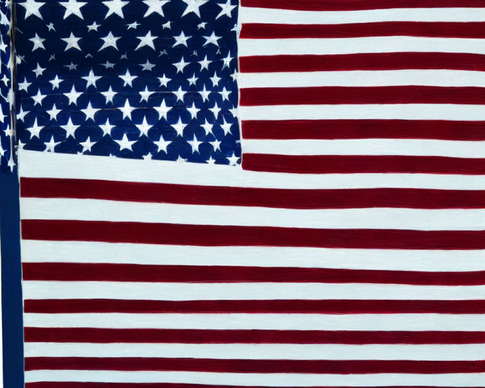 Traditional American flag with stars and stripes on clear background