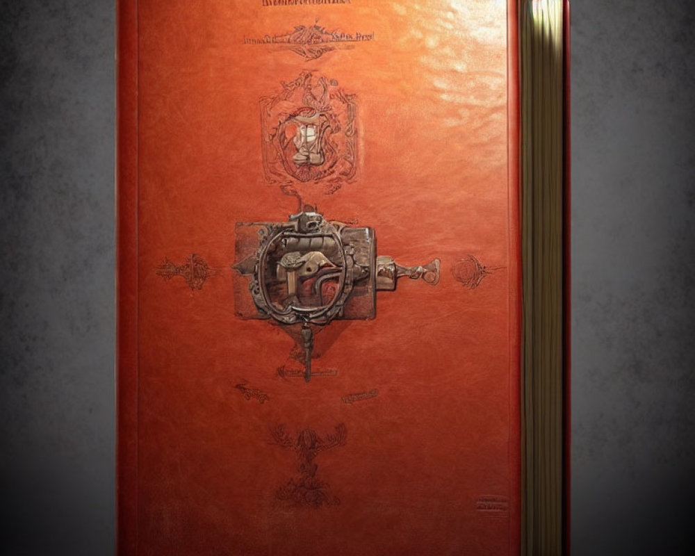 Ornate Leather-Bound Book with Metalwork and Embossed Designs