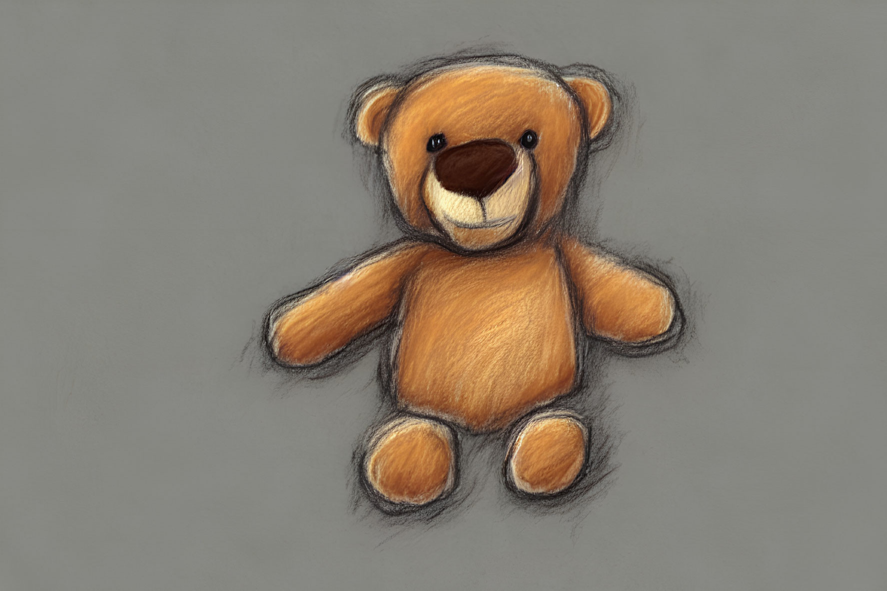 Soft brown teddy bear illustration on gray background