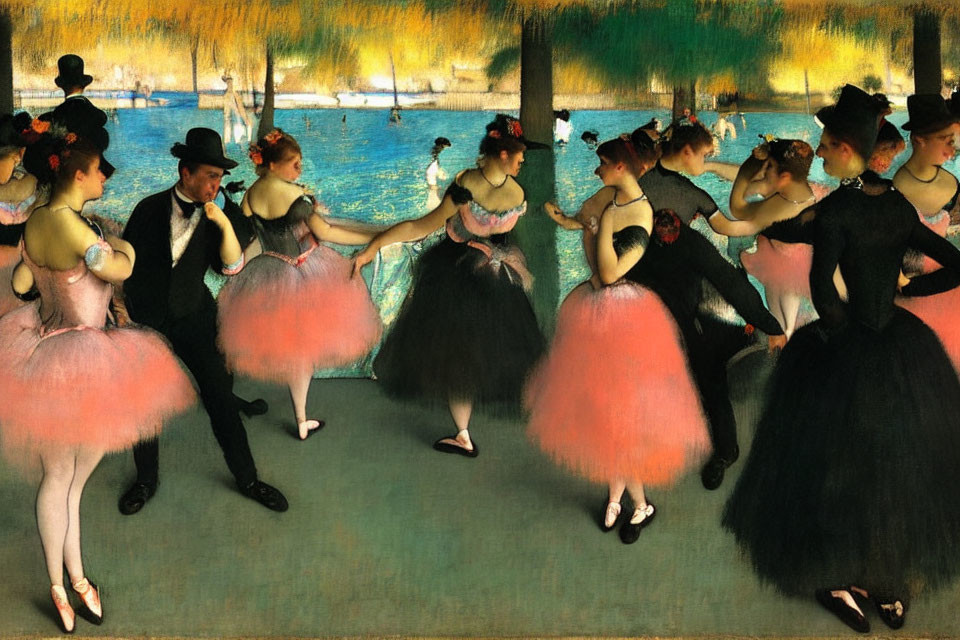 Impressionist Ballet Dancers and Gentlemen by Blue Waterfront