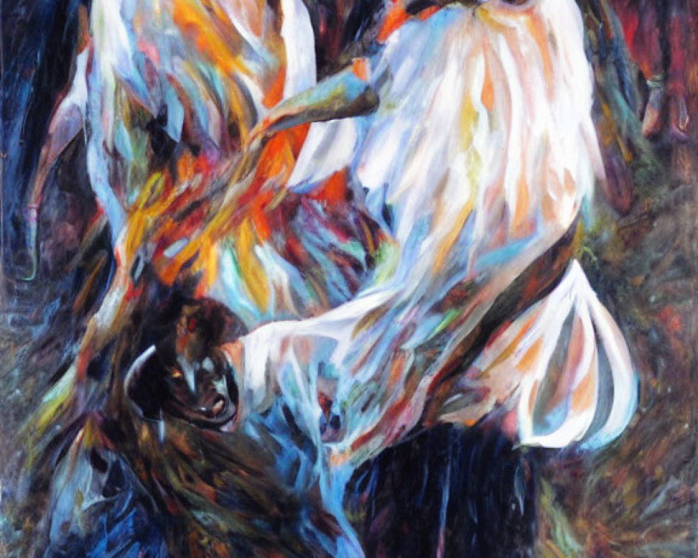 Colorful Impressionist Painting of Dancers in Flowing Dresses