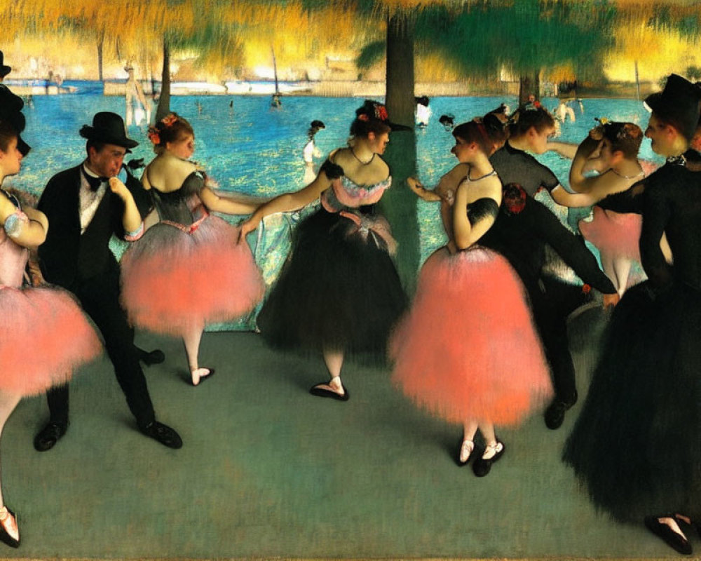 Impressionist Ballet Dancers and Gentlemen by Blue Waterfront