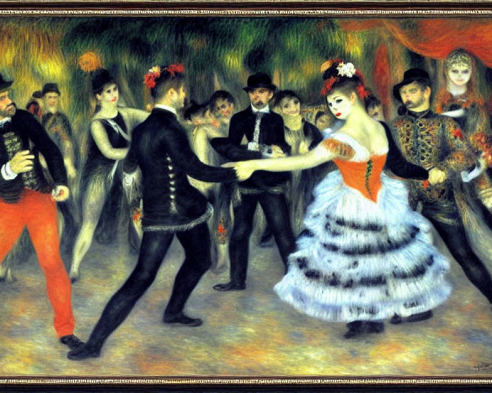 Elegant people dancing in vibrant painting