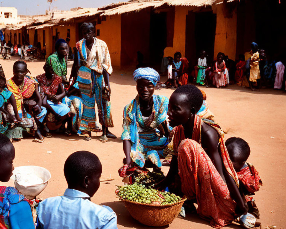 Colorful Traditional Attire at Vibrant Outdoor Market