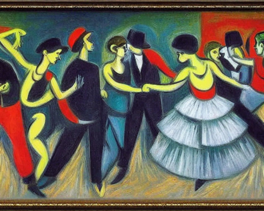 Colorful Abstract Painting of Dancing Figures