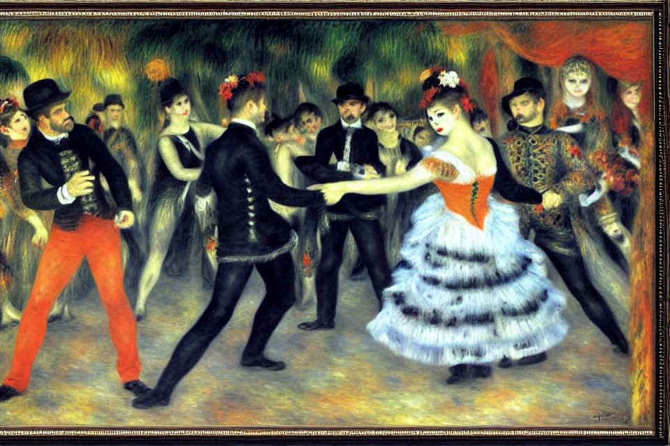 Elegant people dancing in vibrant painting