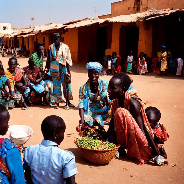 Colorful Traditional Attire at Vibrant Outdoor Market