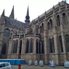 Gothic Cathedral with Intricate Facades and Spires at Twilight