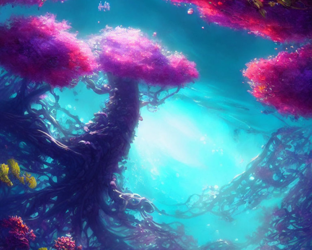 Colorful Coral Trees in Vibrant Underwater Scene