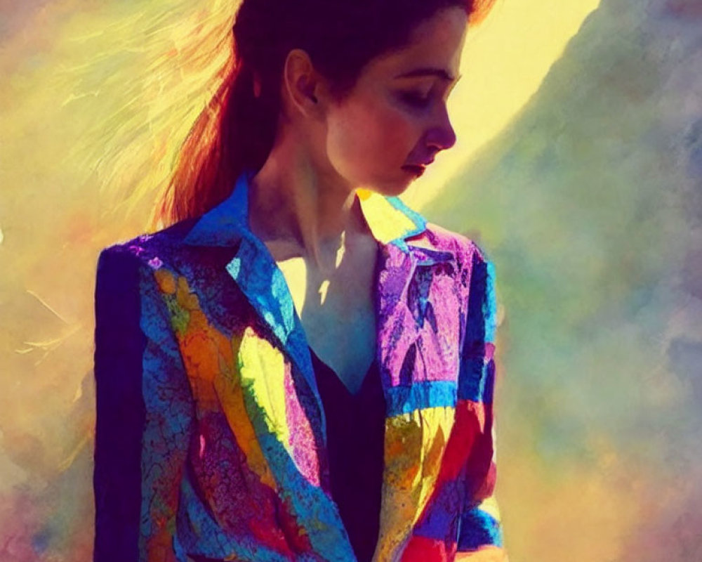 Colorful Blazer Woman Profile on Reflective Background